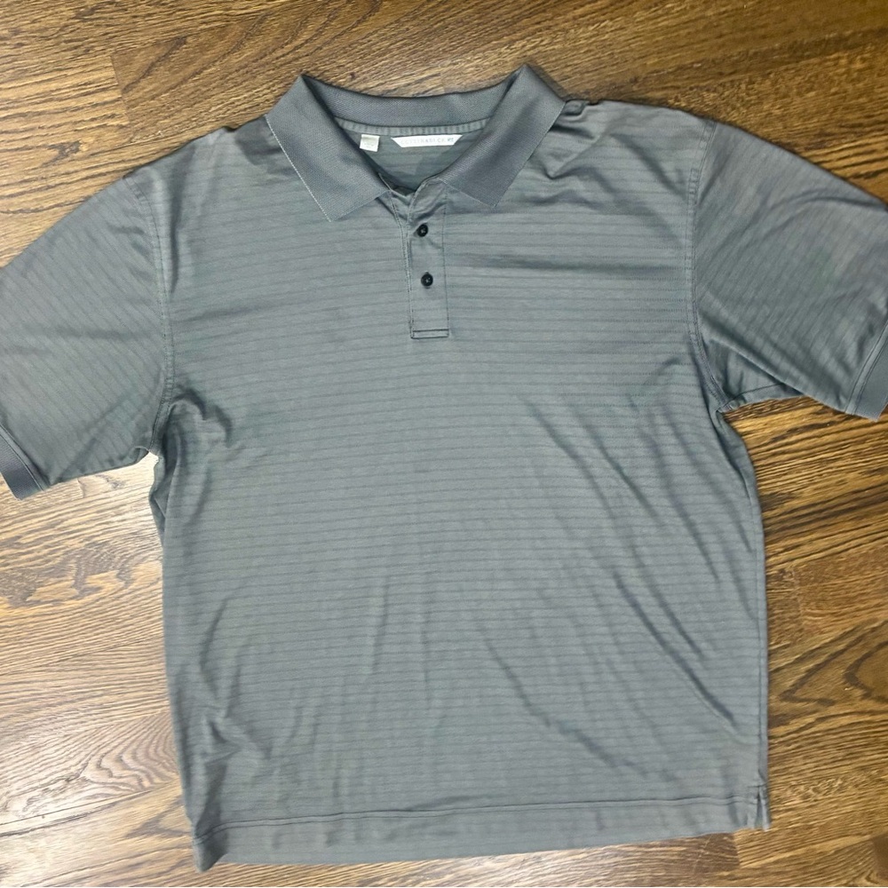 Cutter & Buck Men's XXL Short Sleeve Polo Shirt Gray Striped Pima Cotton Logo